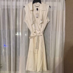 White House Black Market Cream Sleeveless Midi Dress